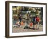 Paintings Displayed on the Old City Walls Near Florians's Gate, Krakow (Cracow), Poland-R H Productions-Framed Photographic Print