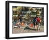 Paintings Displayed on the Old City Walls Near Florians's Gate, Krakow (Cracow), Poland-R H Productions-Framed Photographic Print