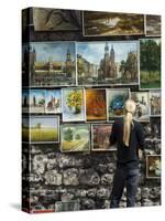 Paintings Displayed on the Old City Walls Near Florians's Gate, Krakow (Cracow), Poland-R H Productions-Stretched Canvas