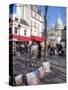 Paintings for Sale in the Place Du Tertre with Sacre Coeur Basilica in Distance, Montmartre, Paris,-Martin Child-Stretched Canvas