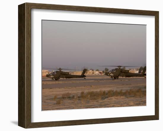 Pair of AH-64 Apache Helicopters Prepare for Takeoff-Stocktrek Images-Framed Photographic Print