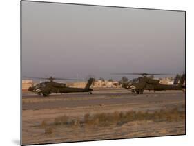 Pair of AH-64 Apache Helicopters Prepare for Takeoff-Stocktrek Images-Mounted Photographic Print