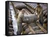 Pair of American Servicemen Moving a Large Bomb at an Ammunition Dump During WWII-null-Framed Stretched Canvas