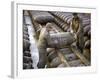 Pair of American Servicemen Moving a Large Bomb at an Ammunition Dump During WWII-null-Framed Photographic Print