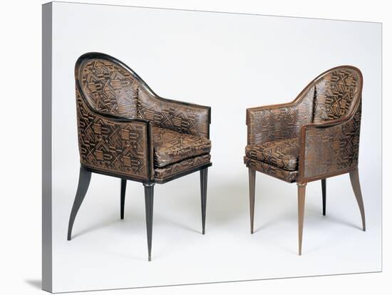 Pair of Art Deco Style Armchairs, Guinde Model-Jacques-emile Ruhlmann-Stretched Canvas