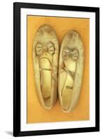 Pair of Ballet or Dancing Shoes Once White But Now Used and Grubby Sitting One Face Down-Den Reader-Framed Photographic Print