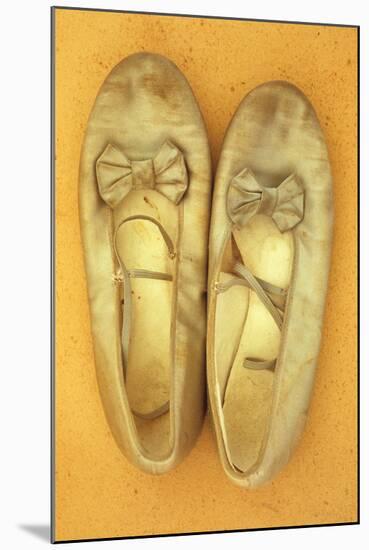 Pair of Ballet or Dancing Shoes Once White But Now Used and Grubby Sitting One Face Down-Den Reader-Mounted Photographic Print