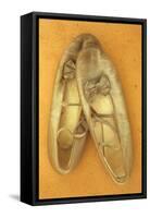 Pair of Ballet or Dancing Shoes Once White But Now Used and Grubby Sitting One Face Down-Den Reader-Framed Stretched Canvas