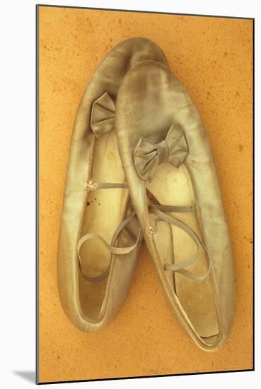 Pair of Ballet or Dancing Shoes Once White But Now Used and Grubby Sitting One Face Down-Den Reader-Mounted Photographic Print