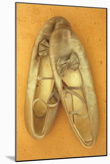 Pair of Ballet or Dancing Shoes Once White But Now Used and Grubby Sitting One Face Down-Den Reader-Mounted Photographic Print