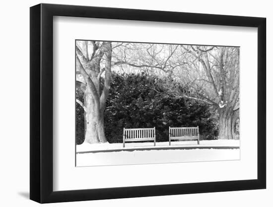 Pair of Benches in the Snow-pdb1-Framed Photographic Print