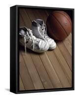 Pair of Boots with a Basketball-null-Framed Stretched Canvas