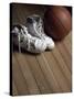 Pair of Boots with a Basketball-null-Stretched Canvas