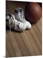 Pair of Boots with a Basketball-null-Mounted Photographic Print