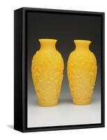 Pair of Carved Beijing Vases, Qianlong Period, 1736-95-null-Framed Stretched Canvas