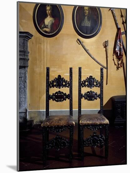 Pair of Chairs, Rocca Sanvitale, Fontanellato, Near Parma, Emilia-Romagna, Italy, 16th-17th Century-null-Mounted Giclee Print