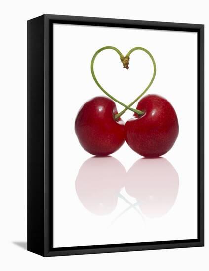 Pair of Cherries Forming a Heart-Kröger & Gross-Framed Stretched Canvas