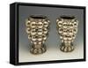 Pair of Chiseled Silver Vases with Embossed Decoration Depicting Embellishment of Palazzo Strozzi-Mario Buccellati-Framed Stretched Canvas