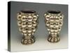 Pair of Chiseled Silver Vases with Embossed Decoration Depicting Embellishment of Palazzo Strozzi-Mario Buccellati-Stretched Canvas