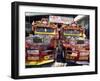 Pair of Customised Jeepney Trucks, Bacolod City, Philippines, Southeast Asia-Robert Francis-Framed Photographic Print