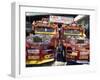 Pair of Customised Jeepney Trucks, Bacolod City, Philippines, Southeast Asia-Robert Francis-Framed Photographic Print