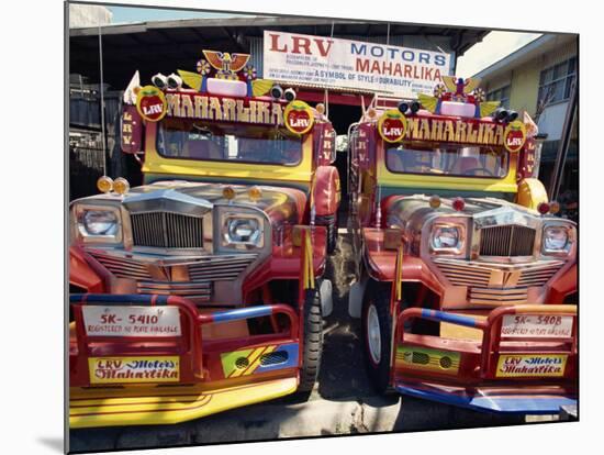 Pair of Customised Jeepney Trucks, Bacolod City, Philippines, Southeast Asia-Robert Francis-Mounted Photographic Print