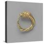 Pair of Earrings, Ring Terminated by a Gold Lion Head-null-Stretched Canvas