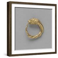 Pair of Earrings, Ring Terminated by a Gold Lion Head-null-Framed Giclee Print