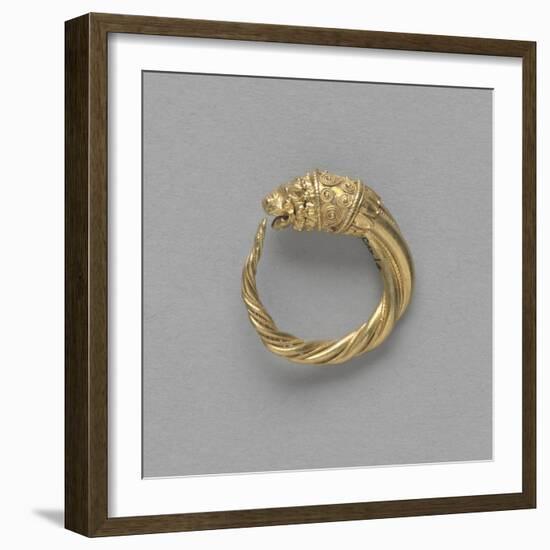 Pair of Earrings, Ring Terminated by a Gold Lion Head-null-Framed Giclee Print