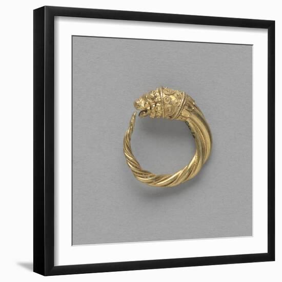 Pair of Earrings, Ring Terminated by a Gold Lion Head-null-Framed Giclee Print