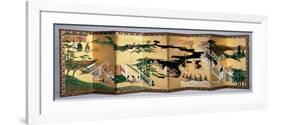 Pair of Eightfold Screens: Scenes from the 'tale of Genji', Edo Period, Late 17th Century-null-Framed Giclee Print