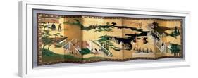 Pair of Eightfold Screens: Scenes from the 'tale of Genji', Edo Period, Late 17th Century-null-Framed Giclee Print