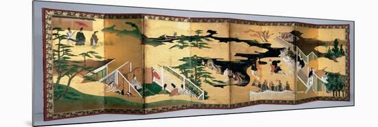 Pair of Eightfold Screens: Scenes from the 'tale of Genji', Edo Period, Late 17th Century-null-Mounted Giclee Print