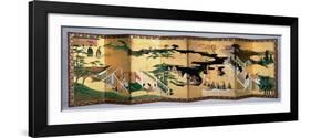 Pair of Eightfold Screens: Scenes from the 'tale of Genji', Edo Period, Late 17th Century-null-Framed Giclee Print