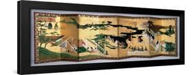Pair of Eightfold Screens: Scenes from the 'tale of Genji', Edo Period, Late 17th Century-null-Framed Giclee Print