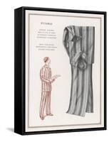 Pair of Elegant Striped Pyjamas and a Man Shown Modelling Them-null-Framed Stretched Canvas