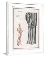 Pair of Elegant Striped Pyjamas and a Man Shown Modelling Them-null-Framed Photographic Print