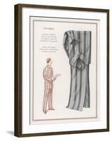 Pair of Elegant Striped Pyjamas and a Man Shown Modelling Them-null-Framed Photographic Print