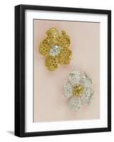 Pair of Flower-Head Brooches-null-Framed Giclee Print