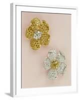 Pair of Flower-Head Brooches-null-Framed Giclee Print