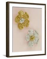 Pair of Flower-Head Brooches-null-Framed Giclee Print