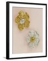 Pair of Flower-Head Brooches-null-Framed Giclee Print