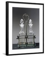 Pair of Glass Cruets for Oil and Vinegar with Metal Stand, Italy-null-Framed Giclee Print