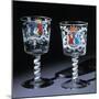 Pair of Glasses Embossed and Gilded, New Castle-Upon-Tyne Factory, England, 1765-1780-null-Mounted Giclee Print