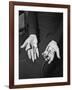 Pair of Hands Wearing Lie Detector Device-Sam Shere-Framed Photographic Print