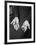 Pair of Hands Wearing Lie Detector Device-Sam Shere-Framed Photographic Print