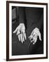 Pair of Hands Wearing Lie Detector Device-Sam Shere-Framed Photographic Print