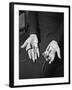 Pair of Hands Wearing Lie Detector Device-Sam Shere-Framed Photographic Print