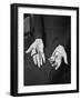 Pair of Hands Wearing Lie Detector Device-Sam Shere-Framed Photographic Print