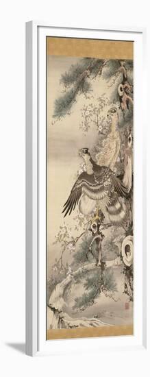 Pair of Hawks with Branch and Blossoms-Soga Shohaku-Framed Giclee Print